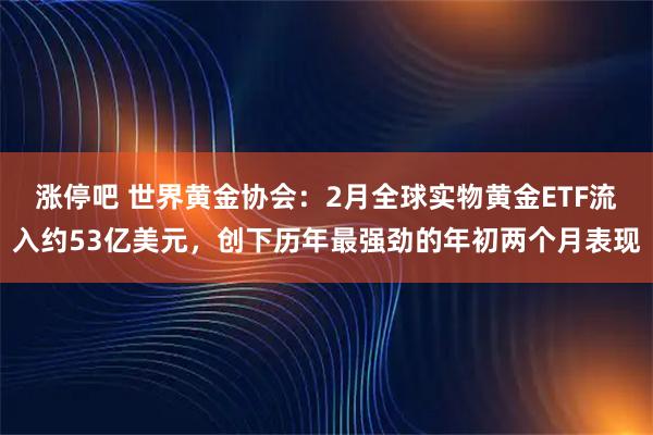 涨停吧 世界黄金协会：2月全球实物黄金ETF流入约53亿美元，创下历年最强劲的年初两个月表现