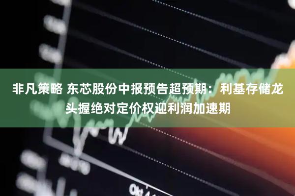 非凡策略 东芯股份中报预告超预期：利基存储龙头握绝对定价权迎利润加速期