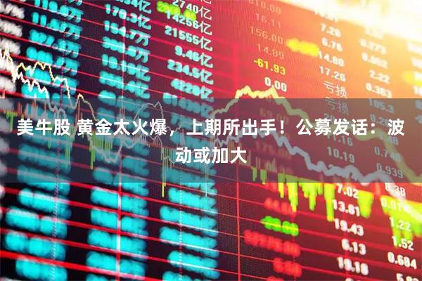 美牛股 黄金太火爆，上期所出手！公募发话：波动或加大