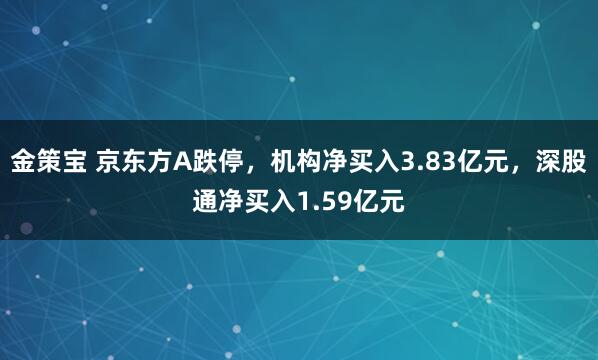 金策宝 京东方A跌停，机构净买入3.83亿元，深股通净买入1.59亿元