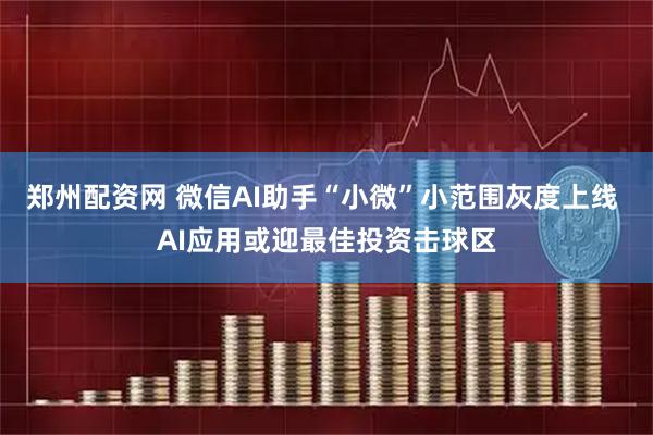 郑州配资网 微信AI助手“小微”小范围灰度上线 AI应用或迎最佳投资击球区