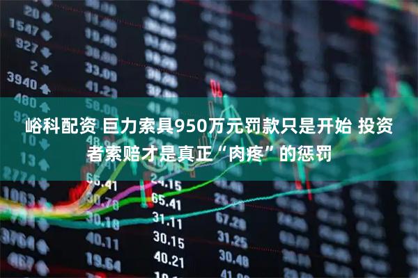 峪科配资 巨力索具950万元罚款只是开始 投资者索赔才是真正“肉疼”的惩罚