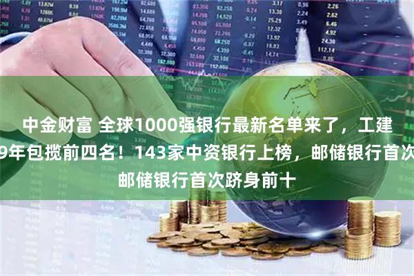 中金财富 全球1000强银行最新名单来了，工建农中连续9年包揽前四名！143家中资银行上榜，邮储银行首次跻身前十